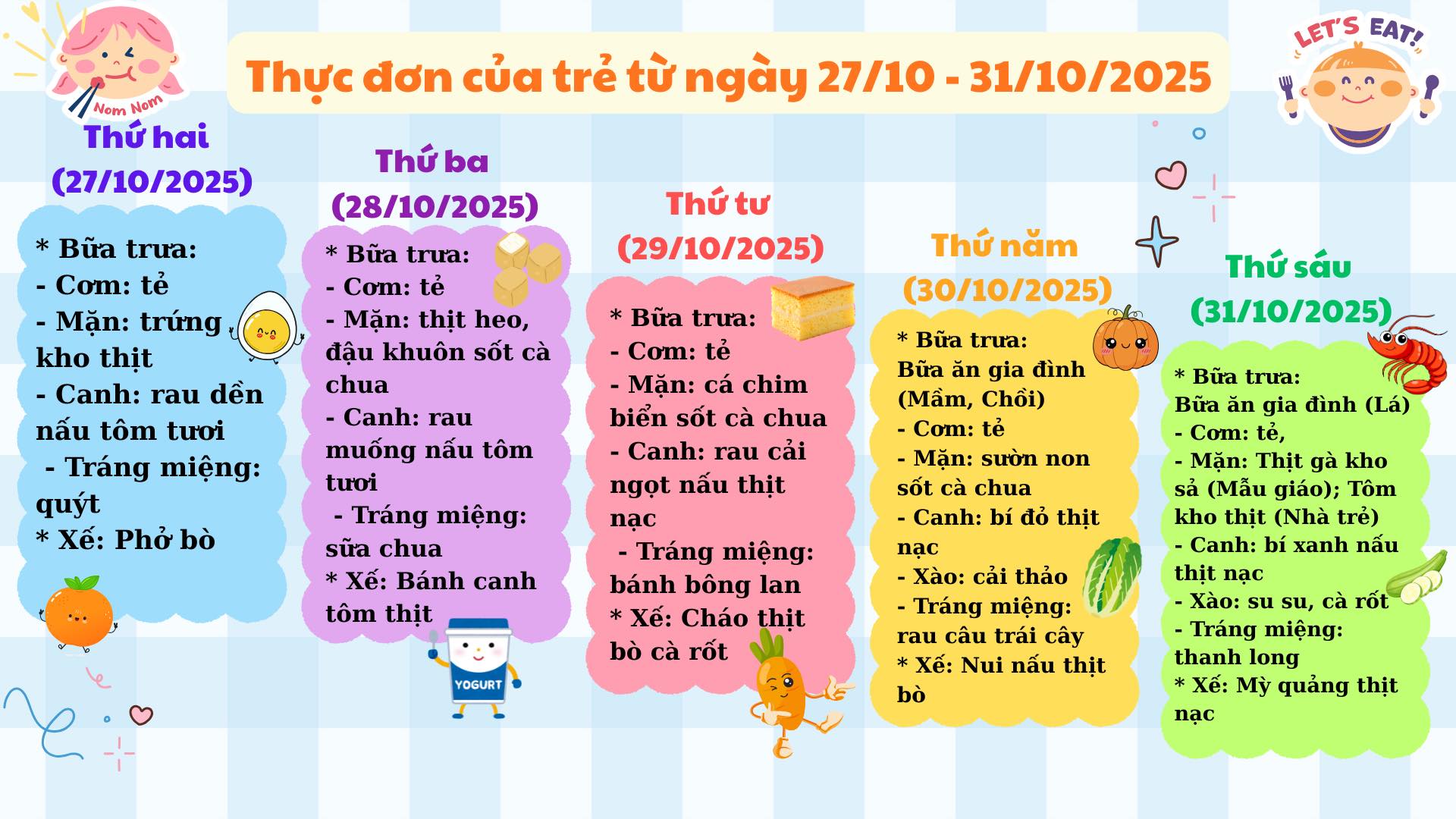 ✨ THỰC ĐƠN TUẦN 4 THÁNG 10 ✨